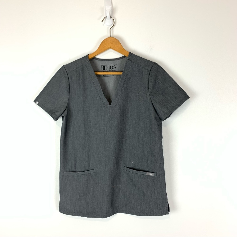 Figs Technical Collection Scrub Top In Gray Size XS Flawed